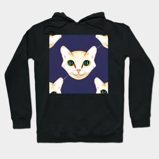 Whisker Wonderland Playful Cat Head Tiling Illustration Hoodie